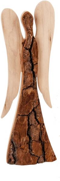 Engel aus Holz mit Rinde 21x6,5 cm